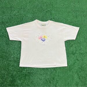 Vintage Valentines Day baby pink crop top tee